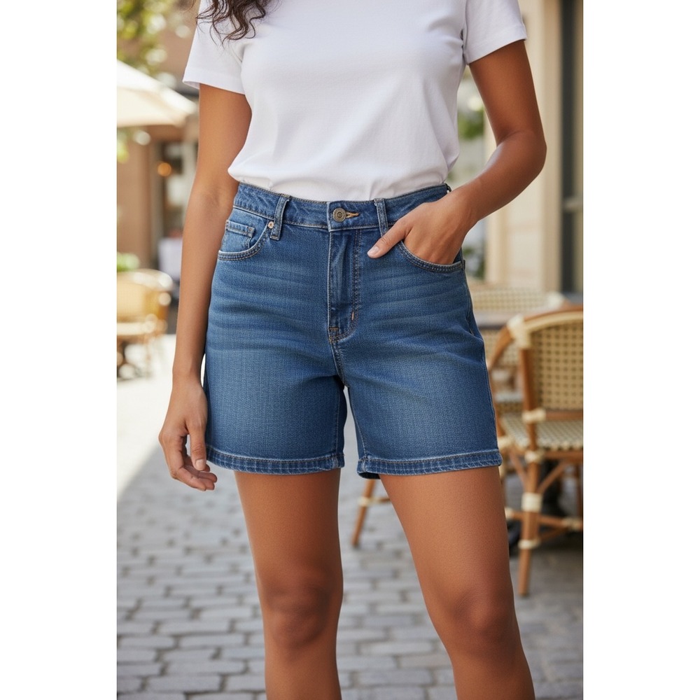 Lee Just Below The Waist Womens Denim Carpenter Shorts Dark Wash Blue Size 10